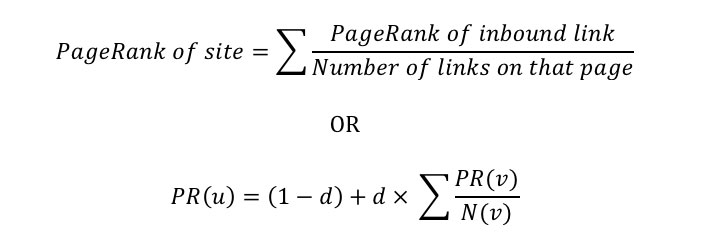 calcular pagerank formula google