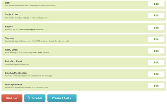 Comprueba tus campañas de MailChimp