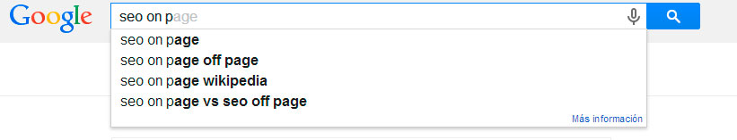 Palabras sugeridas por google Sugeridor de Google